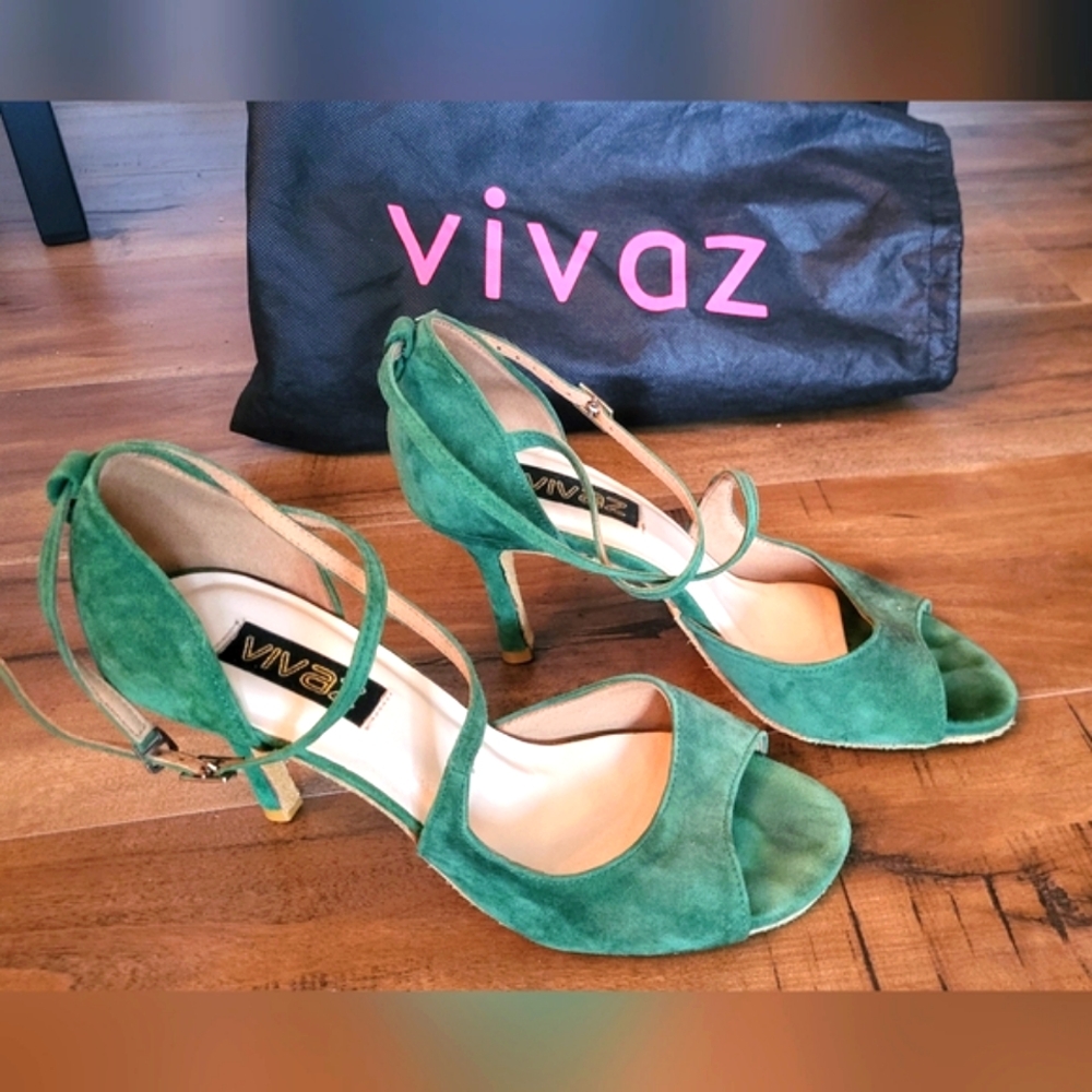 Salsa Shoes. Latin Dancing Shoes. Green Women's Heels